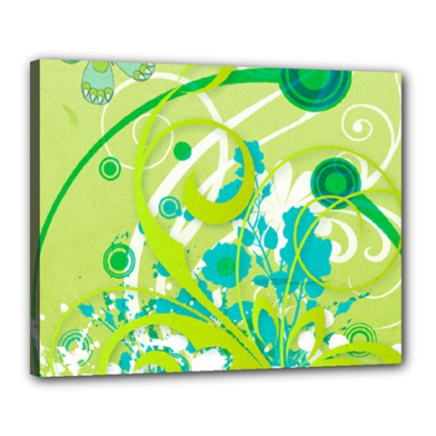 Green Blue Flower Art Canvas 20  x 16  (Stretched) from ArtsNow.com