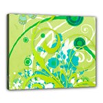 Green Blue Flower Art Canvas 20  x 16  (Stretched)