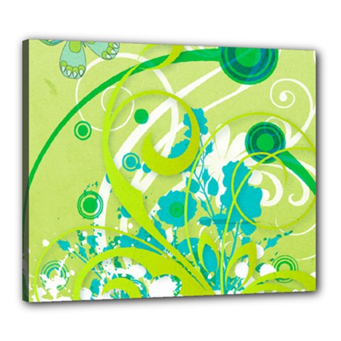 Green Blue Flower Art Canvas 24  x 20  (Stretched) from ArtsNow.com