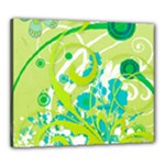 Green Blue Flower Art Canvas 24  x 20  (Stretched)