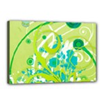 Green Blue Flower Art Canvas 18  x 12  (Stretched)