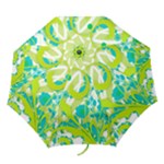 Green Blue Flower Art Folding Umbrella