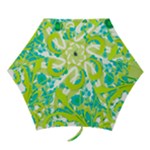 Green Blue Flower Art Mini Folding Umbrella