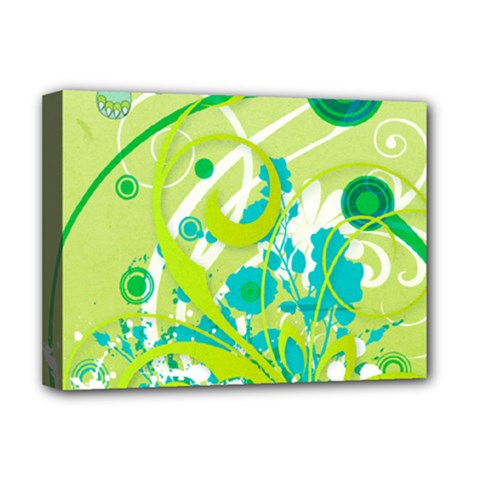 Green Blue Flower Art Deluxe Canvas 16  x 12  (Stretched)  from ArtsNow.com