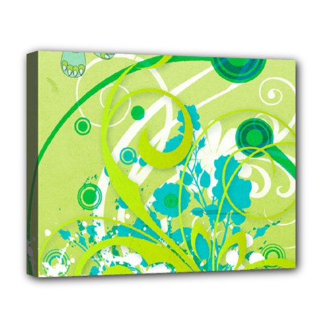 Green Blue Flower Art Deluxe Canvas 20  x 16  (Stretched) from ArtsNow.com