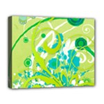 Green Blue Flower Art Deluxe Canvas 20  x 16  (Stretched)