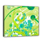 Green Blue Flower Art Deluxe Canvas 24  x 20  (Stretched)