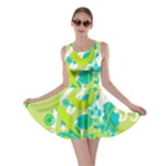 Green Blue Flower Art Skater Dress