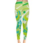 Green Blue Flower Art Leggings 