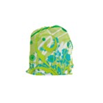 Green Blue Flower Art Drawstring Pouch (Small)