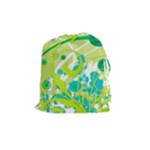 Green Blue Flower Art Drawstring Pouch (Medium)