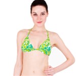 Green Blue Flower Art Bikini Top