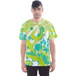 Green Blue Flower Art Men s Sports Mesh Tee