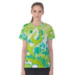 Green Blue Flower Art Women s Cotton Tee