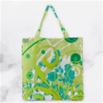 Green Blue Flower Art Grocery Tote Bag