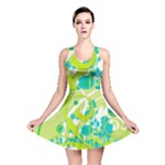 Green Blue Flower Art Reversible Skater Dress