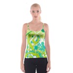 Green Blue Flower Art Spaghetti Strap Top