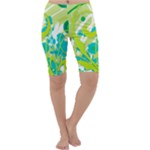 Green Blue Flower Art Cropped Leggings 