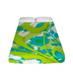 Green Blue Flower Art Fitted Sheet (Full/ Double Size)