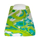 Green Blue Flower Art Fitted Sheet (Single Size)