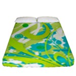 Green Blue Flower Art Fitted Sheet (King Size)