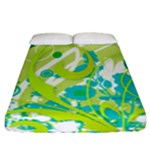 Green Blue Flower Art Fitted Sheet (California King Size)