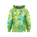 Green Blue Flower Art Kids  Pullover Hoodie