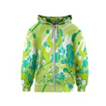 Green Blue Flower Art Kids  Zipper Hoodie