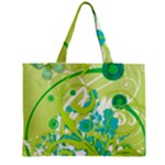 Green Blue Flower Art Zipper Mini Tote Bag