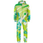 Green Blue Flower Art Hooded Jumpsuit (Men)