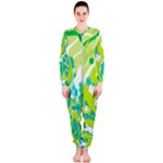 Green Blue Flower Art OnePiece Jumpsuit (Ladies)