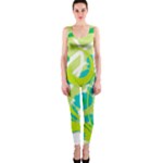 Green Blue Flower Art One Piece Catsuit