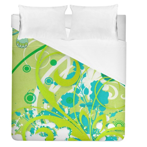 Green Blue Flower Art Duvet Cover (Queen Size) from ArtsNow.com