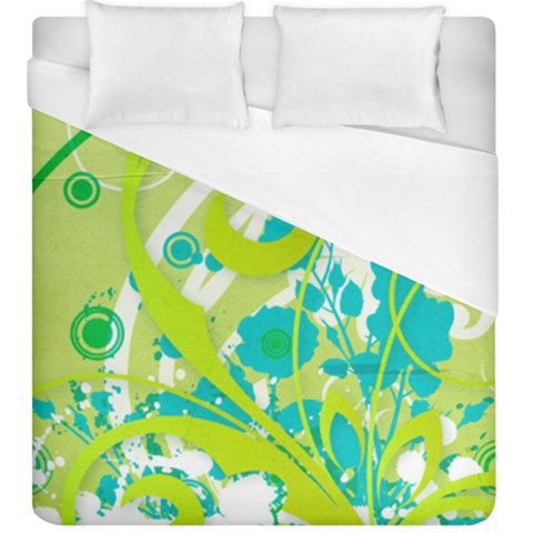 Green Blue Flower Art Duvet Cover (King Size) from ArtsNow.com