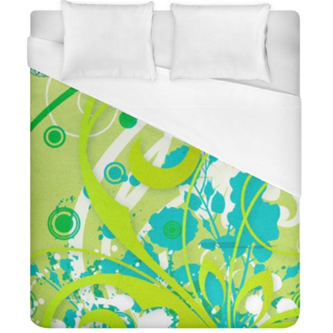 Green Blue Flower Art Duvet Cover (California King Size) from ArtsNow.com