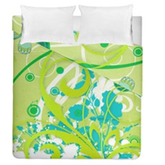 Green Blue Flower Art Duvet Cover Double Side (Queen Size) from ArtsNow.com