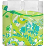 Green Blue Flower Art Duvet Cover Double Side (King Size)