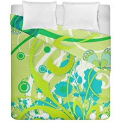 Green Blue Flower Art Duvet Cover Double Side (California King Size) from ArtsNow.com