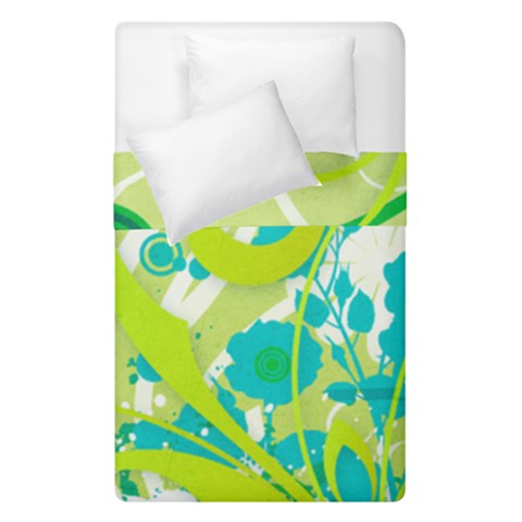 Green Blue Flower Art Duvet Cover Double Side (Single Size) from ArtsNow.com