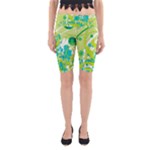 Green Blue Flower Art Yoga Cropped Leggings