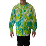 Green Blue Flower Art Kids  Hooded Windbreaker