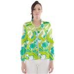 Green Blue Flower Art Women s Windbreaker