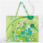 Green Blue Flower Art Zipper Large Tote Bag