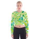 Green Blue Flower Art Cropped Sweatshirt