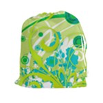 Green Blue Flower Art Drawstring Pouch (XXL)