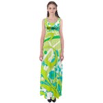 Green Blue Flower Art Empire Waist Maxi Dress