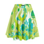 Green Blue Flower Art High Waist Skirt