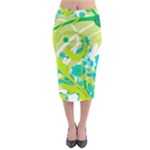 Green Blue Flower Art Midi Pencil Skirt