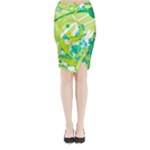 Green Blue Flower Art Midi Wrap Pencil Skirt