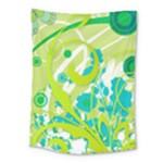 Green Blue Flower Art Medium Tapestry